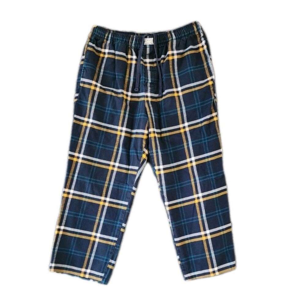 ORVIS Perfect Flannel Pajama Lounge Bottoms Mens XL 100% Cotton Blue Plaid Thick